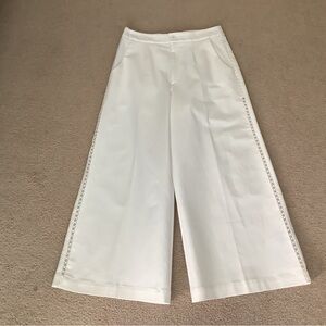 Nanette Lepore High Rise Crop Wide Leg Pants Crochet Side Seam Detail 28” waist